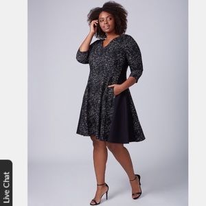Lane Bryant 3/4 sleeve fit & flare abstract dress